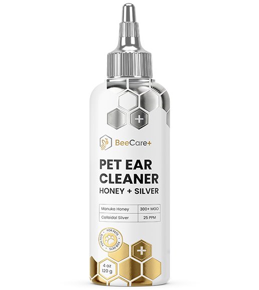 BeeCare+ Pet Ear Cleaner bottle with Manuka Honey 300+ MGO and Colloidal Silver 25 PPM